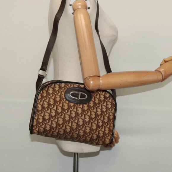 Christian Dior Trotter Canvas Shoulder Bag Brown Gold Auth 141785 - Picture 3 of 16